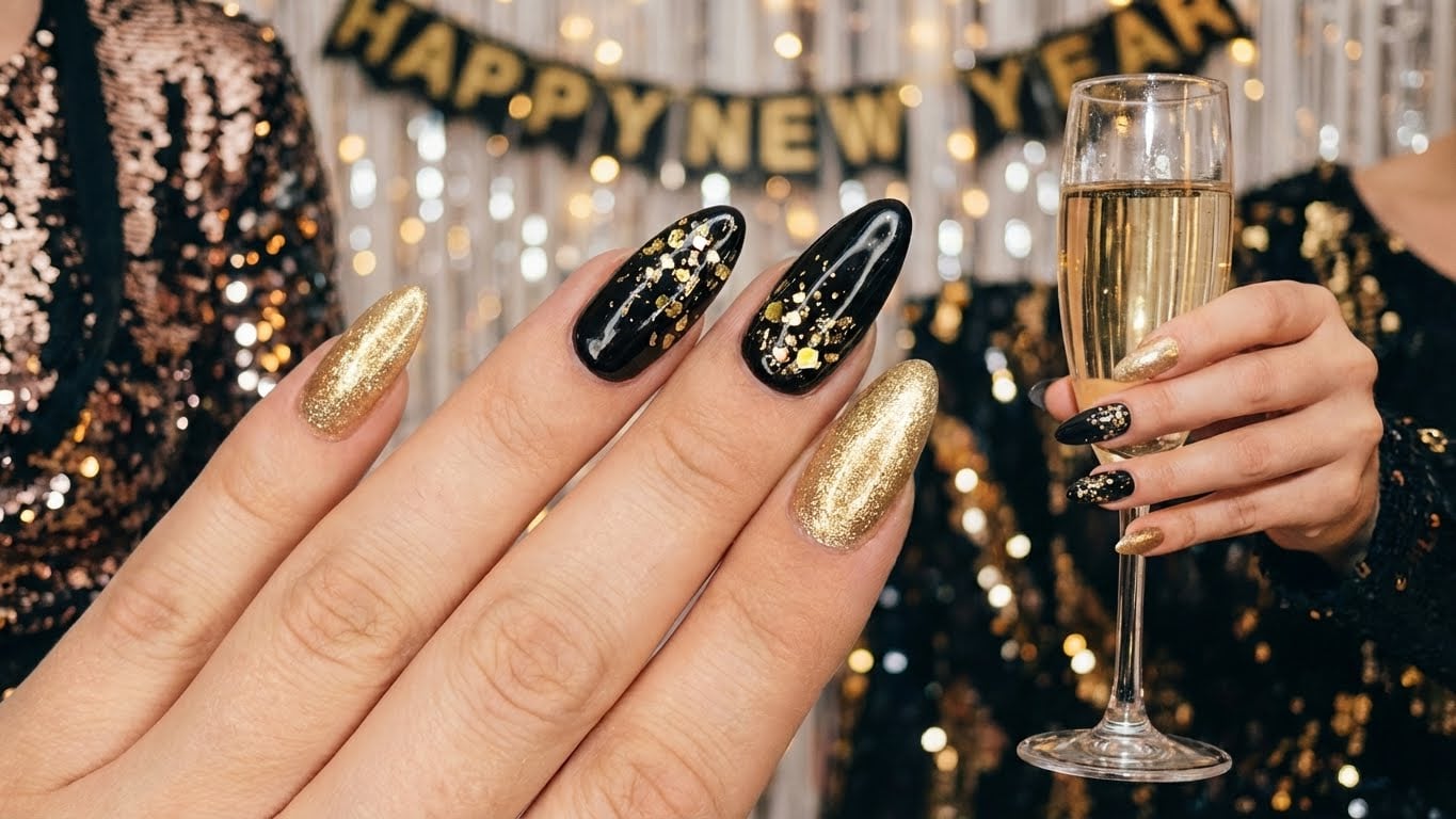 Give Your Christmas Look a Touch of Luxury with Gold Christmas Nails
